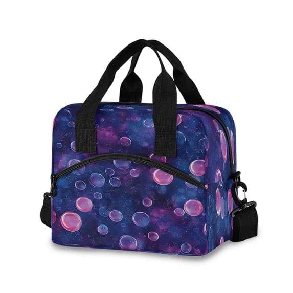 Lunch Bag Portable Crossbody Meal Bag Cooler Bag Insulated Lunch Bag Food Bag Handheld & Crossbody Design Color Bubble Pattern