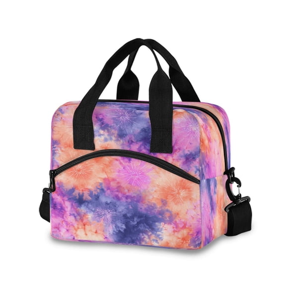 Lunch Bag Portable Crossbody Meal Bag Cooler Bag Insulated Lunch Bag Food Bag Handheld & Crossbody Design Colored Tie-dye