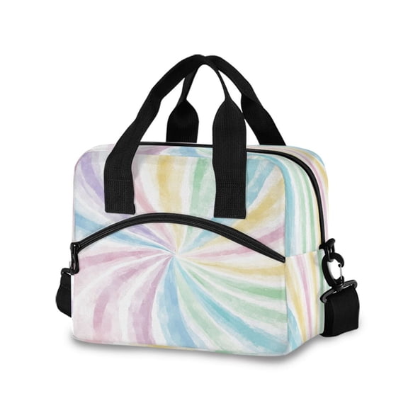 Lunch Bag Portable Crossbody Meal Bag Cooler Bag Insulated Lunch Bag Food Bag Handheld & Crossbody Design Colorful Beauty Vortex