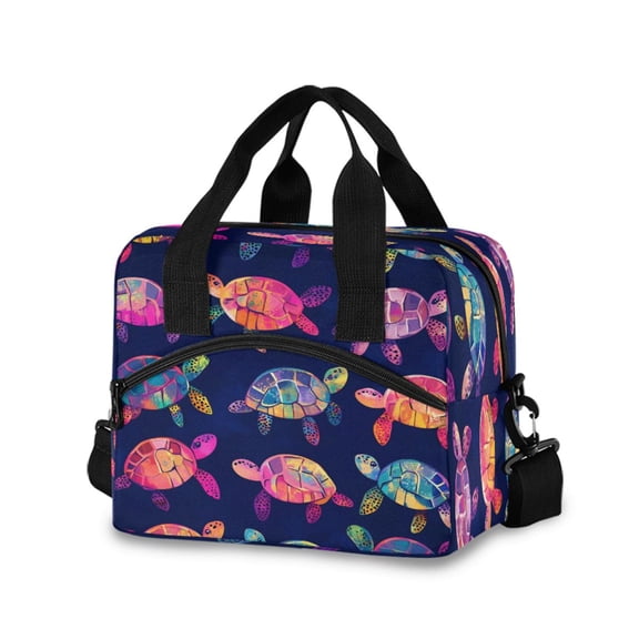 Lunch Bag Portable Crossbody Meal Bag Cooler Bag Insulated Lunch Bag Food Bag Handheld & Crossbody Design Colorful Turtle