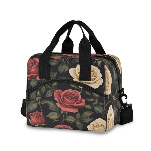 Lunch Bag Portable Crossbody Meal Bag Cooler Bag Insulated Lunch Bag Food Bag Handheld & Crossbody Design Cool Rose