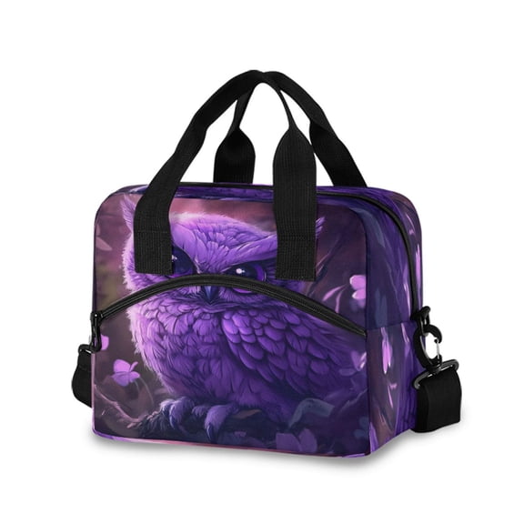 Lunch Bag Portable Crossbody Meal Bag Cooler Bag Insulated Lunch Bag Food Bag Handheld & Crossbody Design Cute Purple Owl