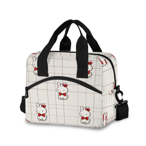 Lunch Bag Portable Crossbody Meal Bag Cooler Bag Insulated Lunch Bag Food Bag Handheld & Crossbody Design Cute Rabbit Picture