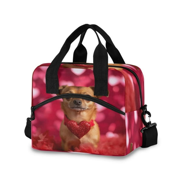 Lunch Bag Portable Crossbody Meal Bag Cooler Bag Insulated Lunch Bag Food Bag Handheld & Crossbody Design Cute Valentine's Day Dog