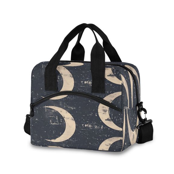 Lunch Bag Portable Crossbody Meal Bag Cooler Bag Insulated Lunch Bag Food Bag Handheld & Crossbody Design Gray Moon