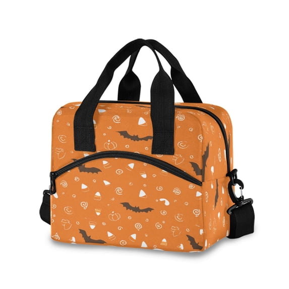 Lunch Bag Portable Crossbody Meal Bag Cooler Bag Insulated Lunch Bag Food Bag Handheld & Crossbody Design Halloween Bats