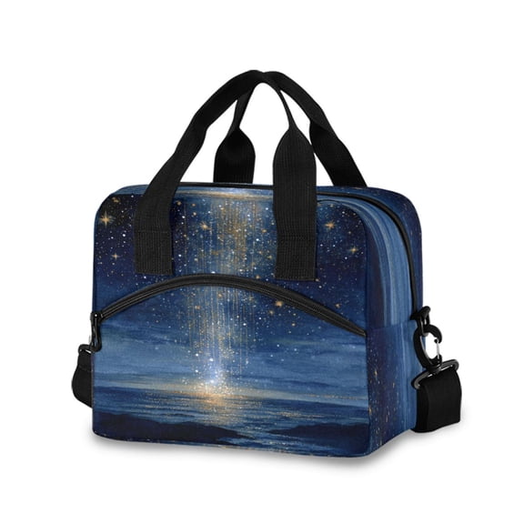 Lunch Bag Portable Crossbody Meal Bag Cooler Bag Insulated Lunch Bag Food Bag Handheld & Crossbody Design Meteor Sea