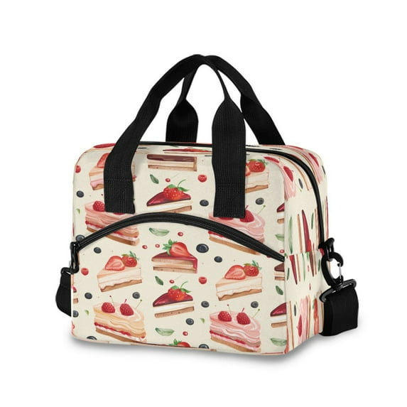 Lunch Bag Portable Crossbody Meal Bag Cooler Bag Insulated Lunch Bag Food Bag Handheld & Crossbody Design Pink Cake