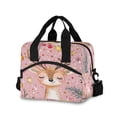 thumbnail image 1 of Lunch Bag Portable Crossbody Meal Bag Cooler Bag Insulated Lunch Bag Food Bag Handheld & Crossbody Design Pink Christmas Closed Eyes Deer, 1 of 6