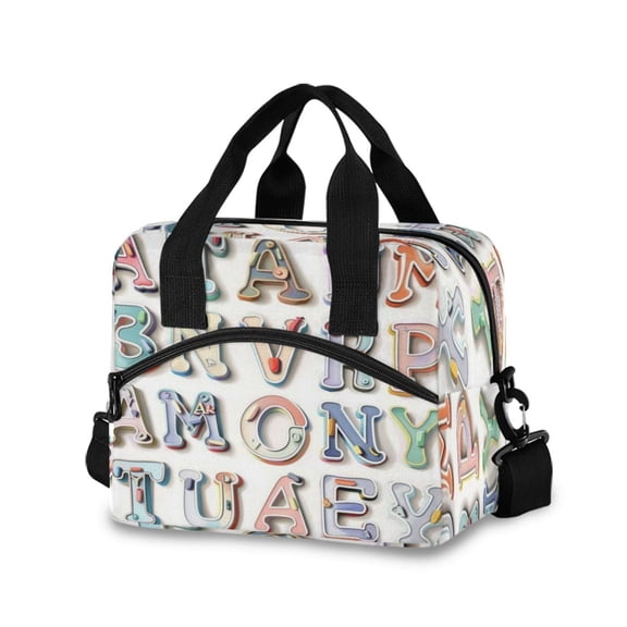 Lunch Bag Portable Crossbody Meal Bag Cooler Bag Insulated Lunch Bag Food Bag Handheld & Crossbody Design Pink Letters