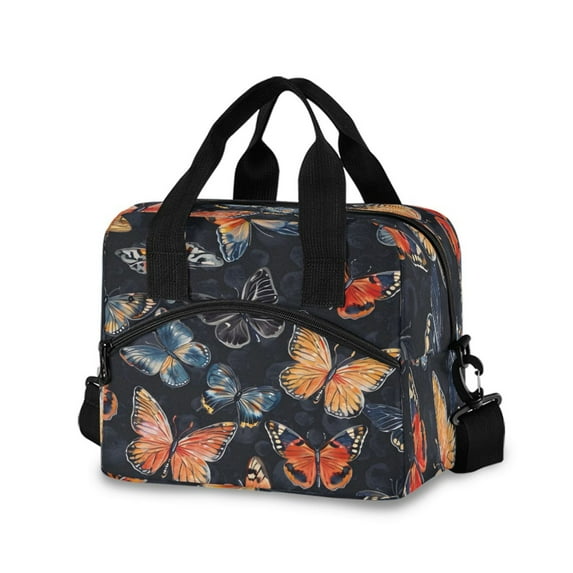 Lunch Bag Portable Crossbody Meal Bag Cooler Bag Insulated Lunch Bag Food Bag Handheld & Crossbody Design Polychromatic Butterfly
