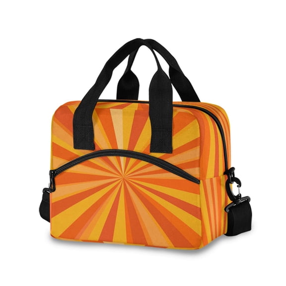 Lunch Bag Portable Crossbody Meal Bag Cooler Bag Insulated Lunch Bag Food Bag Handheld & Crossbody Design Pretty Orange Stripes