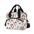thumbnail image 1 of Lunch Bag Portable Crossbody Meal Bag Cooler Bag Insulated Lunch Bag Food Bag Handheld & Crossbody Design Red Line Flower, 1 of 6