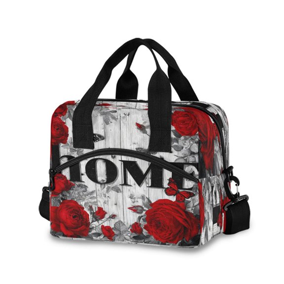 Lunch Bag Portable Crossbody Meal Bag Cooler Bag Insulated Lunch Bag Food Bag Handheld & Crossbody Design Roses and Home