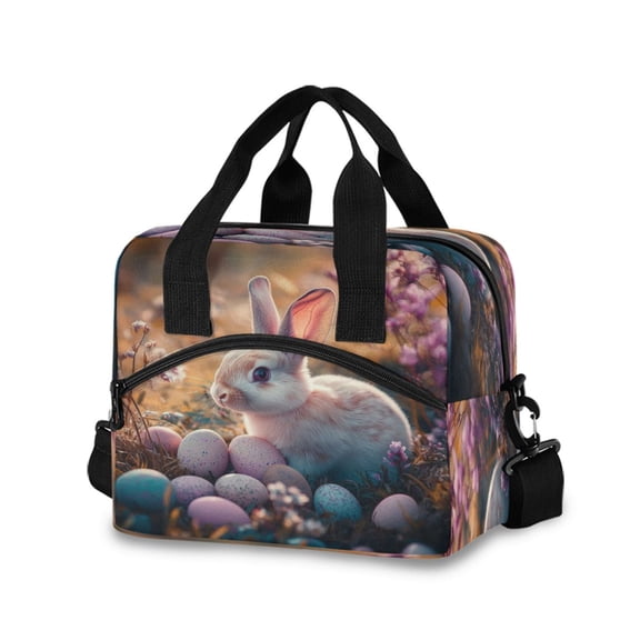 Lunch Bag Portable Crossbody Meal Bag Cooler Bag Insulated Lunch Bag Food Bag Handheld & Crossbody Design Super Cool Easter Bunny