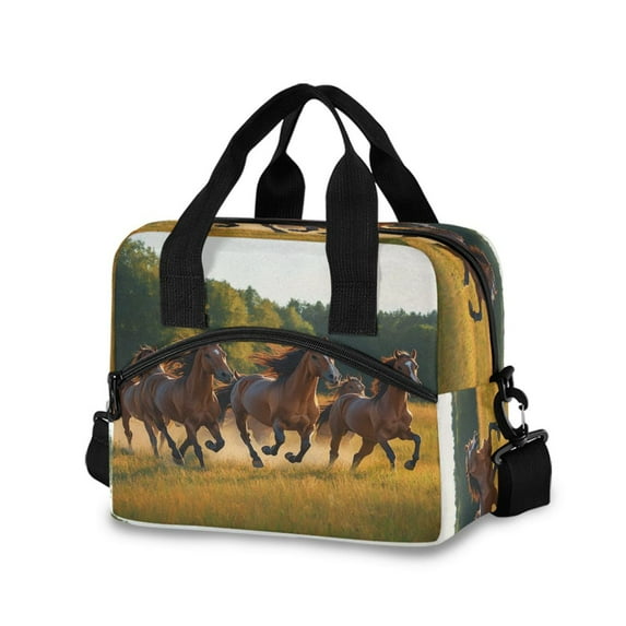 Lunch Bag Portable Crossbody Meal Bag Cooler Bag Insulated Lunch Bag Food Bag Handheld & Crossbody Design The Running Horse