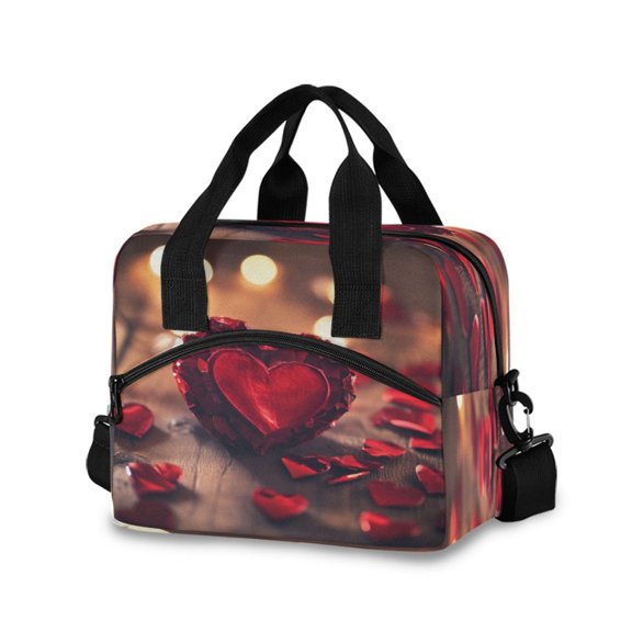 Lunch Bag Portable Crossbody Meal Bag Cooler Bag Insulated Lunch Bag Food Bag Handheld & Crossbody Design Valentine's Day Love