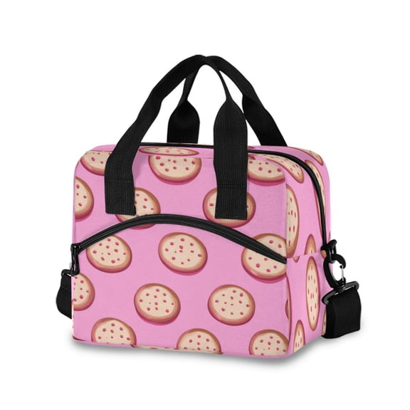 Lunch Bag Portable Crossbody Meal Bag Cooler Bag Insulated Lunch Bag Food Bag Handheld & Crossbody Design Yellow Cookies