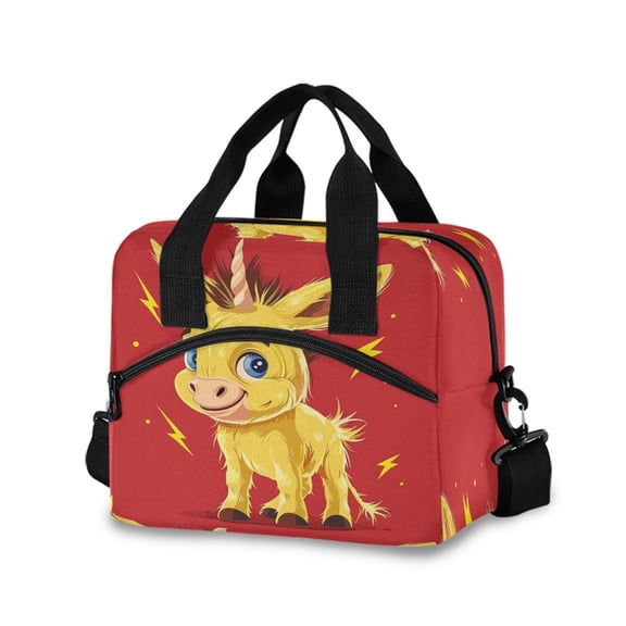 Lunch Bag Portable Crossbody Meal Bag Cooler Bag Insulated Lunch Bag Food Bag Handheld & Crossbody Design Yellow Unicorn
