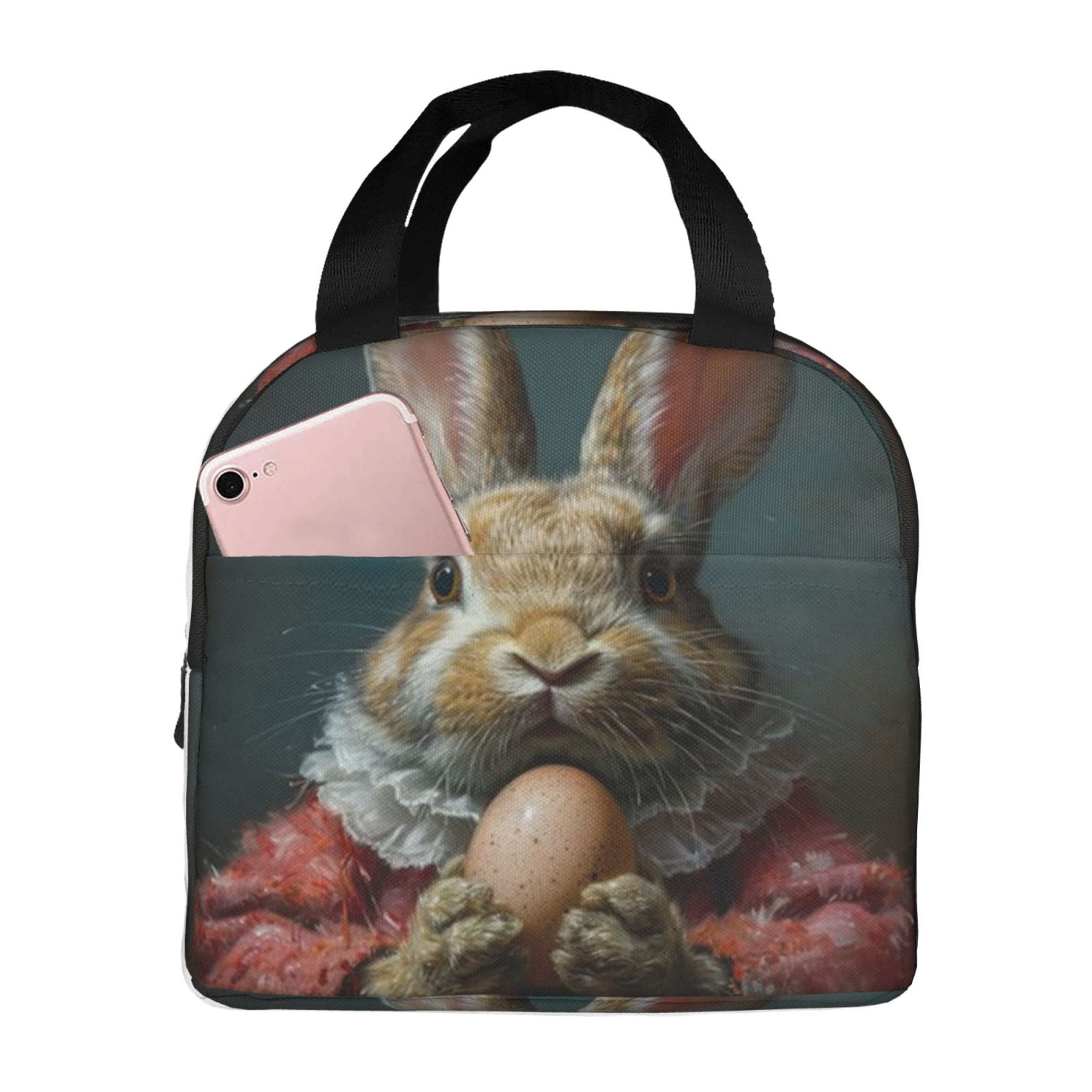 Lunch Bag Rabbit Egg Animal Portrait Reusable Lunch Bag Leakproof ...