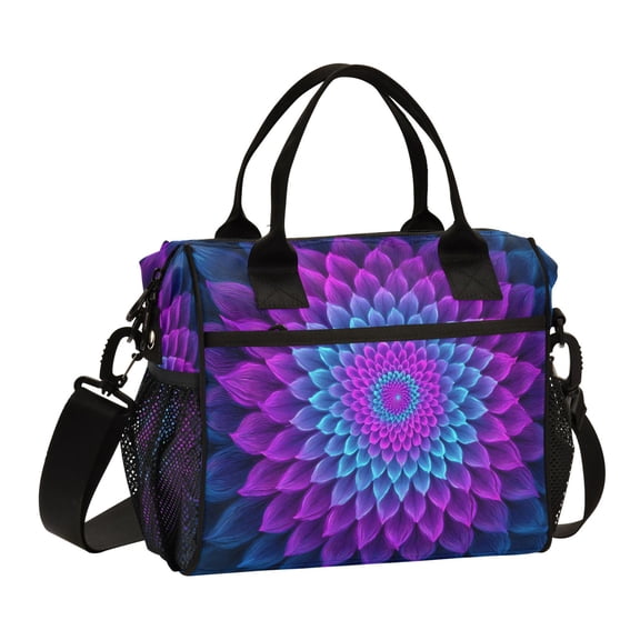 Lunch Bag Reusable Cooler Bags Portable Lunch Tote with Adjustable Shoulder Strap Gradient Petal Spiral Pattern Medium