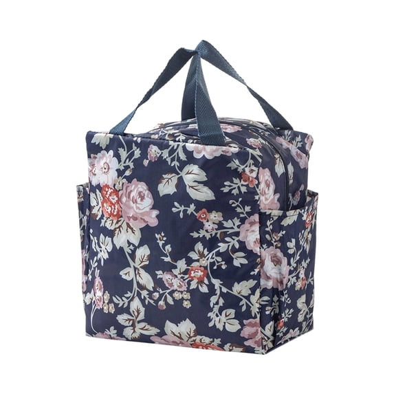 Lunch Bag, Side Pocket Insulation Tote with Handle Grip for Meal Box Carrier and Reusable Portable Food Storage Container for Office Work Picnic Gear