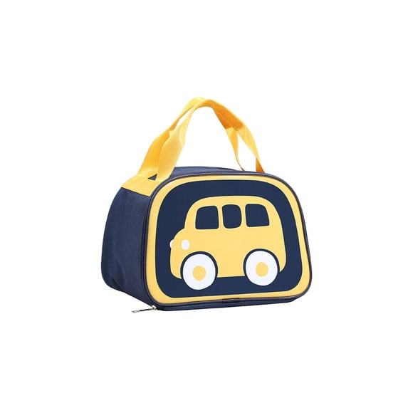 Lunch Bag for Women,Cute Car Printed Insulated Lunch Tote with Zipper & Handle | PU Leather Waterproof Lunch Box for Office Outdoor Picnic Camping and Study,Blue