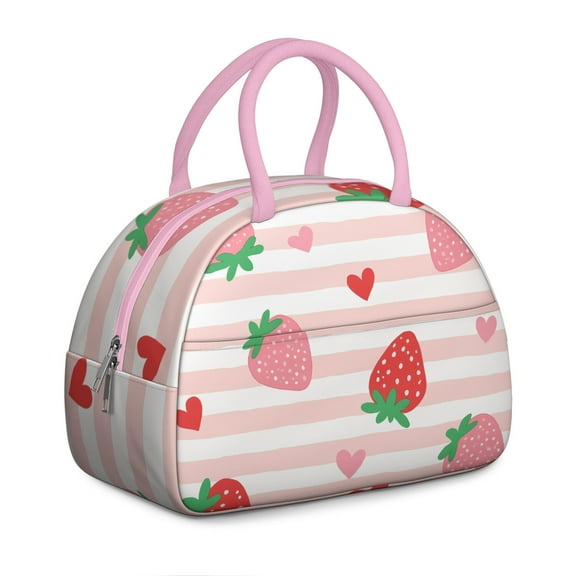 Lunch Bag Women Insulated Lunch Box Reusable Leakproof Large Cooler Tote for Women Men Adults with Side Pockets for Work Office Picnic Strawberry