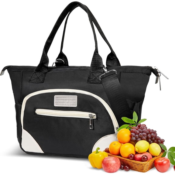 Lunch Bag Women Insulated Lunch Box for Adults - Leakproof Large Purse Lunch Tote Bags for Women with Adjustable  Strap Zipper Side Pockets for Work