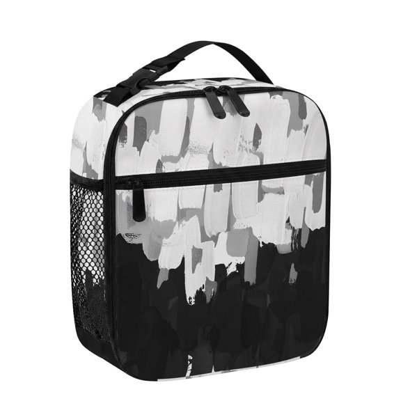 Lunch Bag for Women Men Black Graffiti Paint Lunch Box Portable Leakproof Insulated Lunchbox Reusable Cooler Bags Abstract Dappled Lunch Bags for Work Office Outdoor Picnic Travel