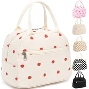 Lunch Box for Women,Cute Insulated Lunch Bag,Reusable Lunch Box with Large Capacity,Women Lunch Bags for Work Picnic or Travel Gifts-Leakproof,Waterproof,Strawb