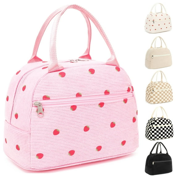 Lunch Bag for Women & Men Cute Corduroy Insulated Lunch Tote Bag Reusable Lunch Box Leakproof Cooler Tote with Large Capacity for Work Picnic and Travel