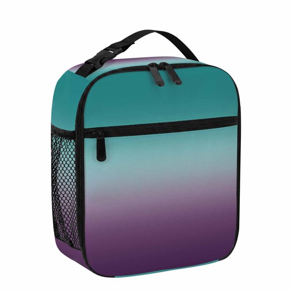 Lunch Bag for Women Men Green and Purple Ombre Lunch Box Portable Leakproof Insulated Lunchbox Reusable Cooler Bags Gradient Gradual Color Lunch Bags for Work Office Outdoor Picnic Travel