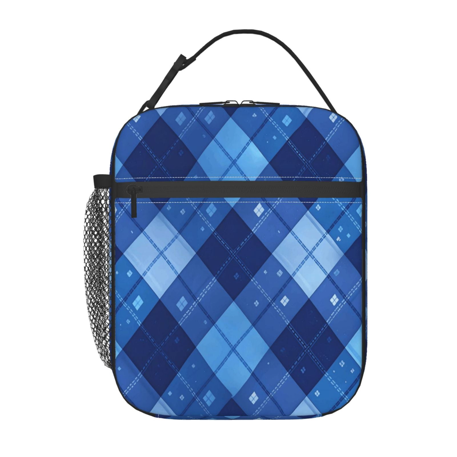 Lunch Bag For Women Men Insulated Portable Lunch Box Bento Box Office Picnic Travel Cooler Bag Blueviolet Moroccan Buffalo Plaid Tartan Check Hand-Drawn Sketch_2