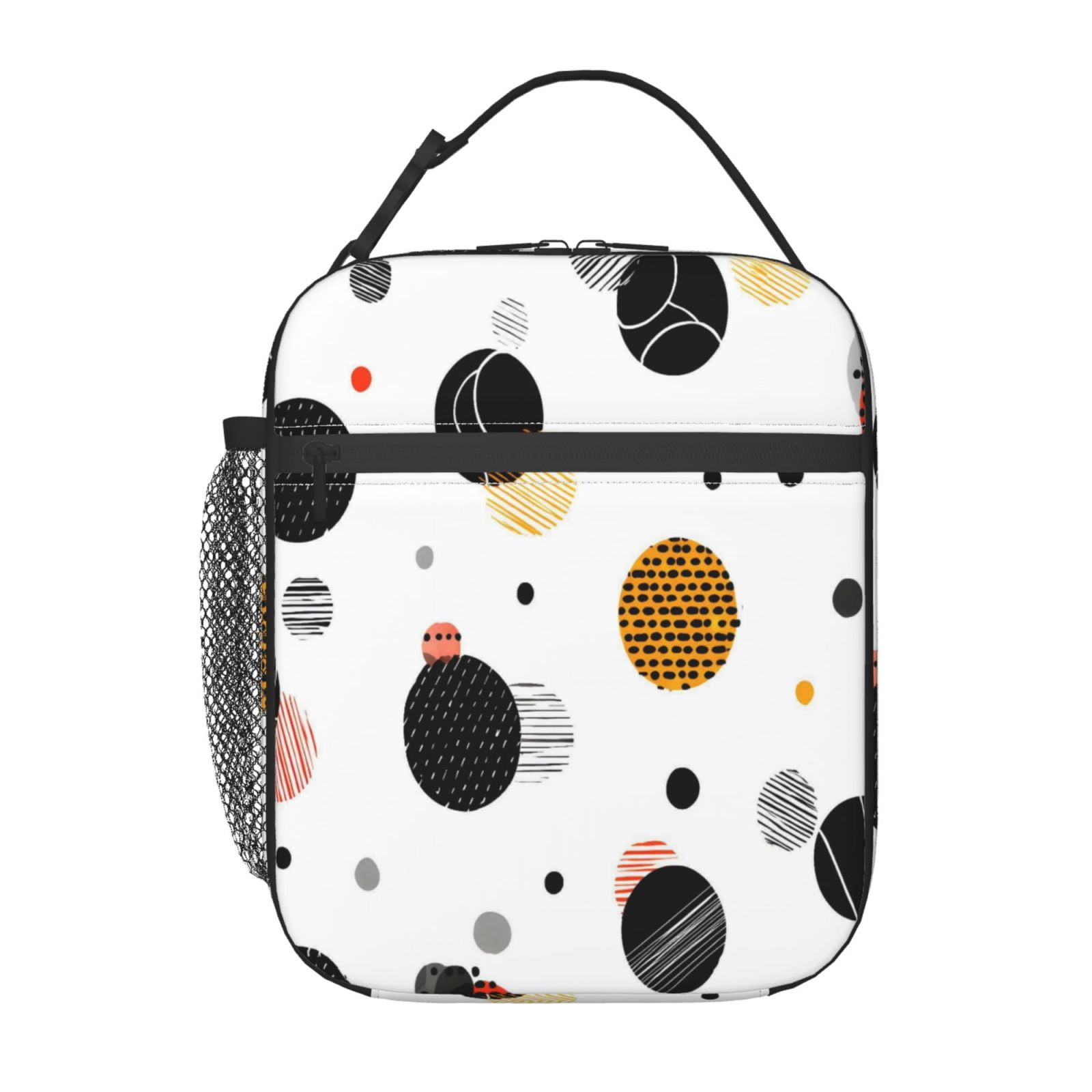 Lunch Bag For Women Men Insulated Portable Lunch Box Bento Box Office Picnic Travel Cooler Bag Geometric Sports Balls Minimalist Vector White Background