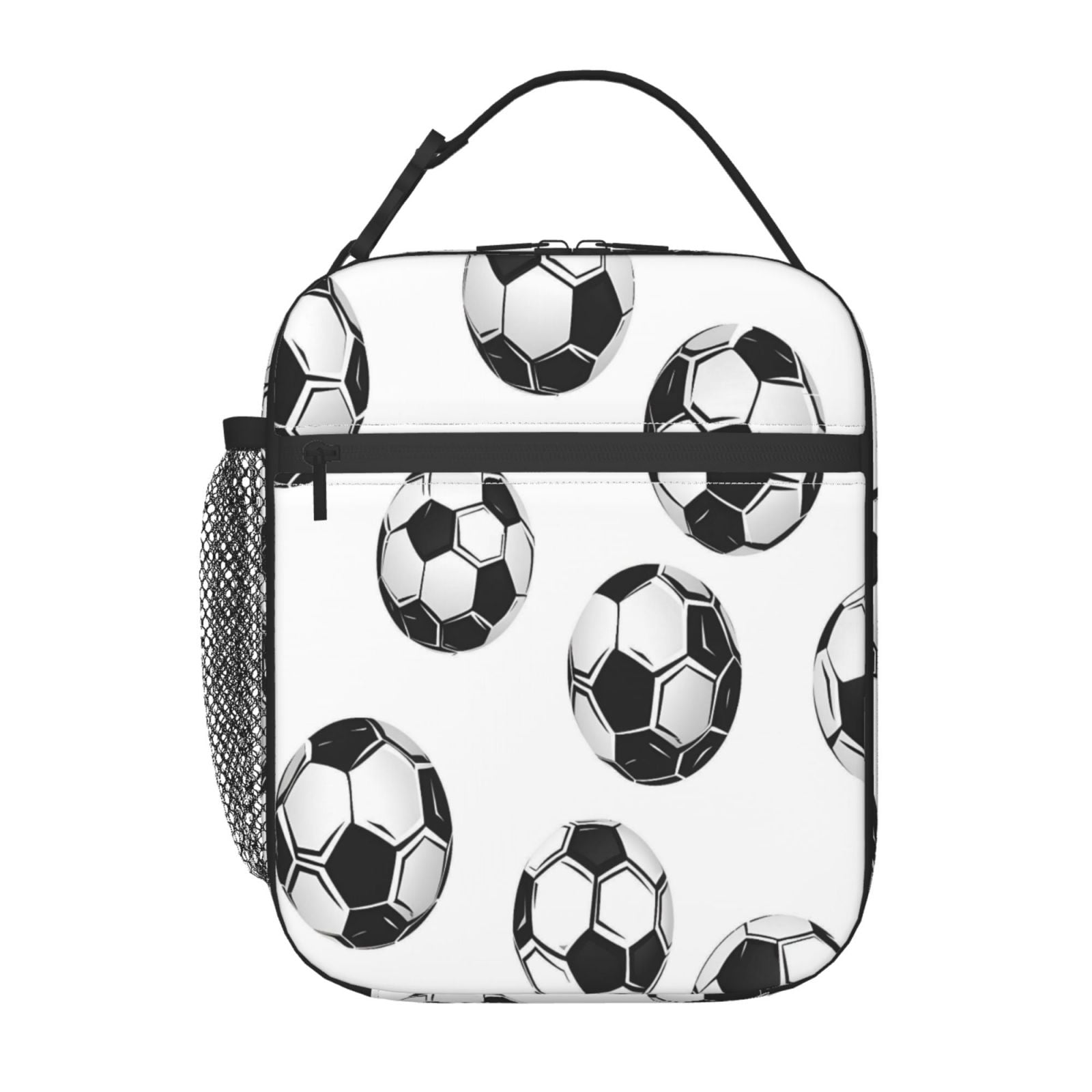 Lunch Bag For Women Men Insulated Portable Lunch Box Bento Box Office Picnic Travel Cooler Bag Soccer Football Theme Sporty Dynamic Style Soccer Balls