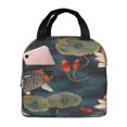 thumbnail image 1 of Lunch Bag for Women Men Insulated Reusable Lunch Bag Large Capacity Lunch Container Tote for Office Work Picnic Beach or Travel, Koi Fish Vintage Lotus (16), 1 of 5