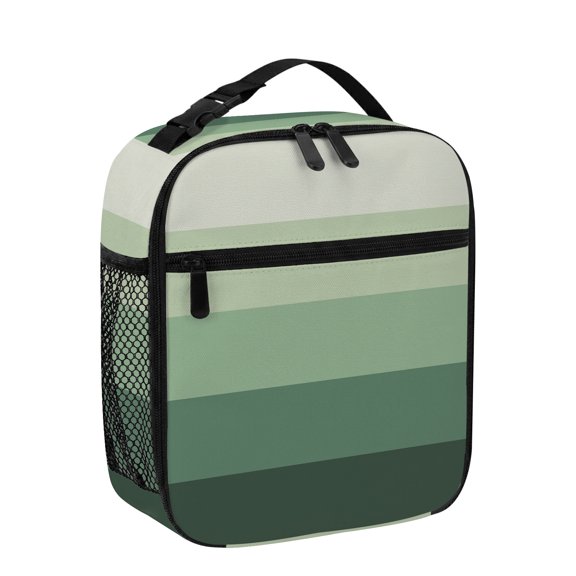 Lunch Bag for Women Men Ombre Green Stripes Lunch Box Portable Leakproof Insulated Lunchbox Reusable Cooler Bags Gradient Color Lunch Bags for Work Office Outdoor Picnic Travel