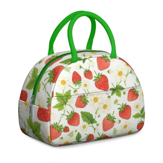 Lunch Bag Women Office Lunch Cooler Bag Reusable Leakproof Large Cooler Tote for Student/Mother Group with Side Pockets for Work Office Picnic Strawberry