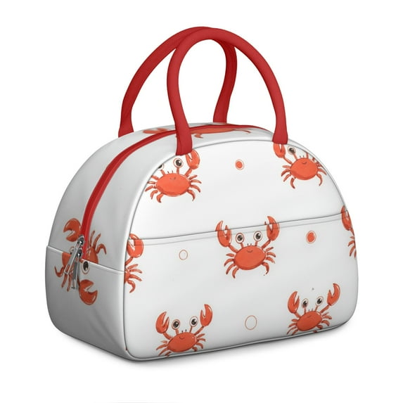 Lunch Bag Women,Zipper Closure Lunch Tote for Women Adult Men,Small Leakproof Marine Adorable Crab Lunch Tote Office Lunch Cooler Bag for Work Office Picnic