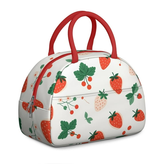 Lunch Bag Women,Zipper Closure Lunch Tote for Women Adult Men,Small Leakproof Strawberry Fruit Lunch Tote Beach Picnic Cooler Tote Bag for Work Office Picnic