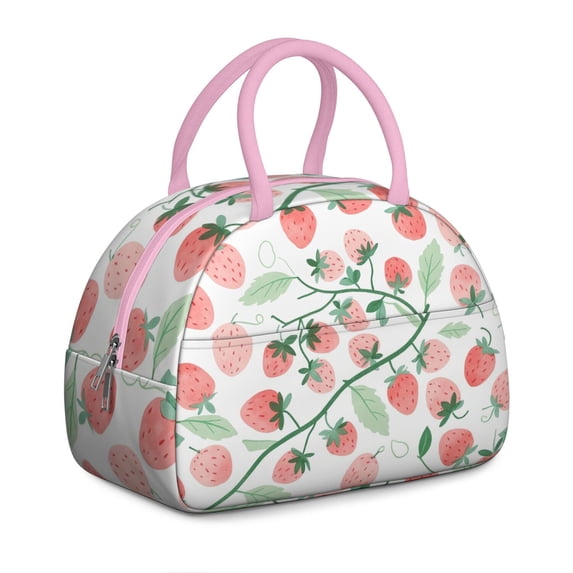 Lunch Bag Women,Zipper Closure Lunch Tote for Women Adult Men,Small Leakproof Strawberry Lunch Tote Large Capacity Reusable Insulated Cooler Lunch Container for Work Office Picnic
