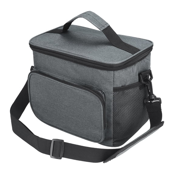 Lunch Bag for Men, Insulated Lunch Bag Leakproof Lunch Box for Work Office, Freezable Cooler Bag with Adjustable Shoulder Gray 10.0*6.7*8.1in