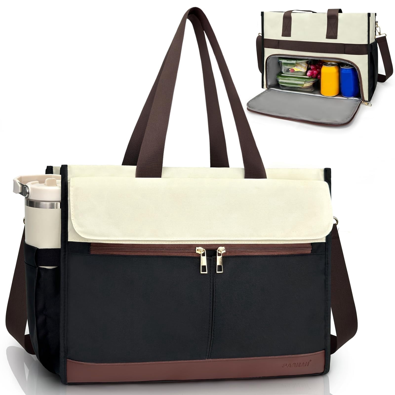 Pasman Adjustable Shoulder Strap Water-Resistant Polyester Reusable Lunch Totes
