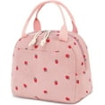 thumbnail image 1 of Lunch Bag for Women, Cute Corduroy Insulated Lunch Box for Work School Picnic (Strawberry Pink), 1 of 9