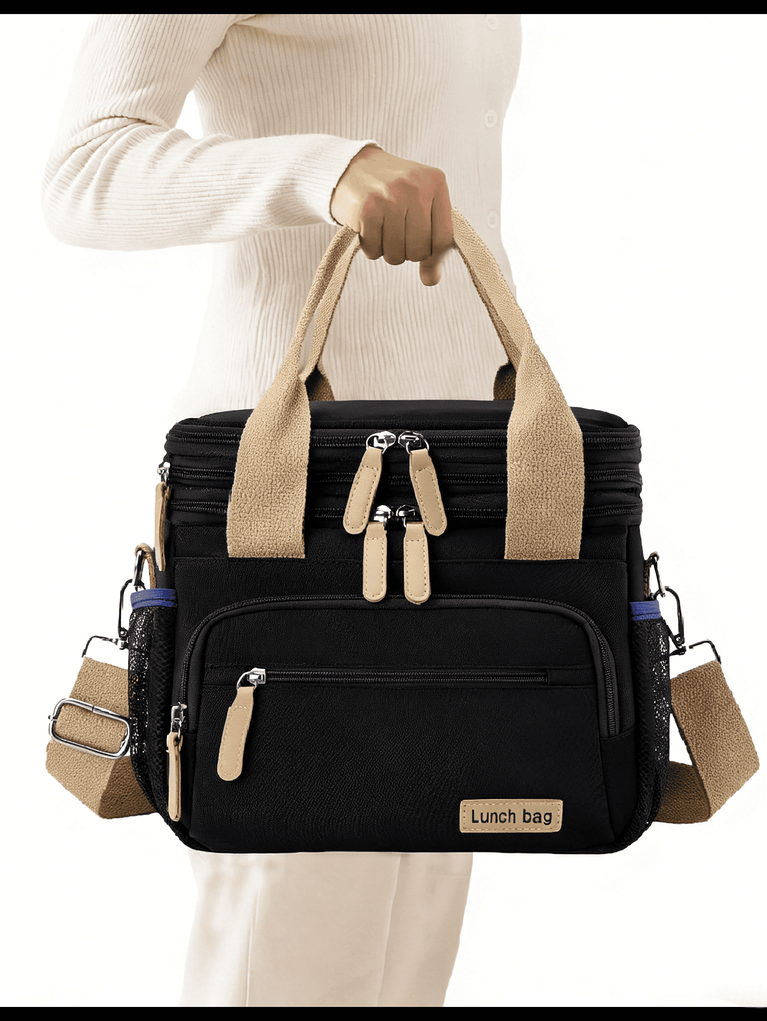 Lunch Bag for Women, Loncheras Para Mujer, Leakproof Insulated Large Lunchbox Dual Compartment Lunch Box Adult For Work Beach Picnic Hiking