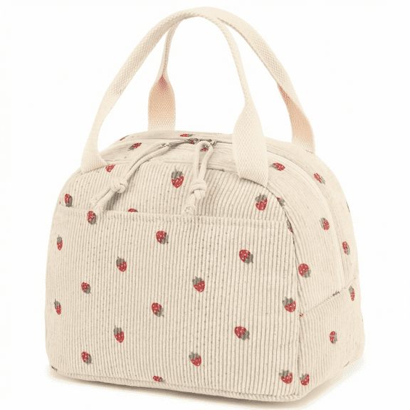 Lunch Bag for Women Men Cute Corduroy Lunch Tote Bags Reusable Insulated Lunch Box Large Capacity Reusable Insulated Cooler for Work Picnic or Travel