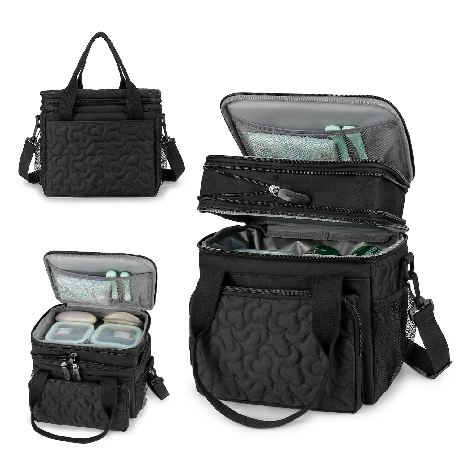Lunch Bag for Women Men Double Deck Expandable Lunch Box,Large Lunch Bags,Leakproof Lunch Box Cooler Bag