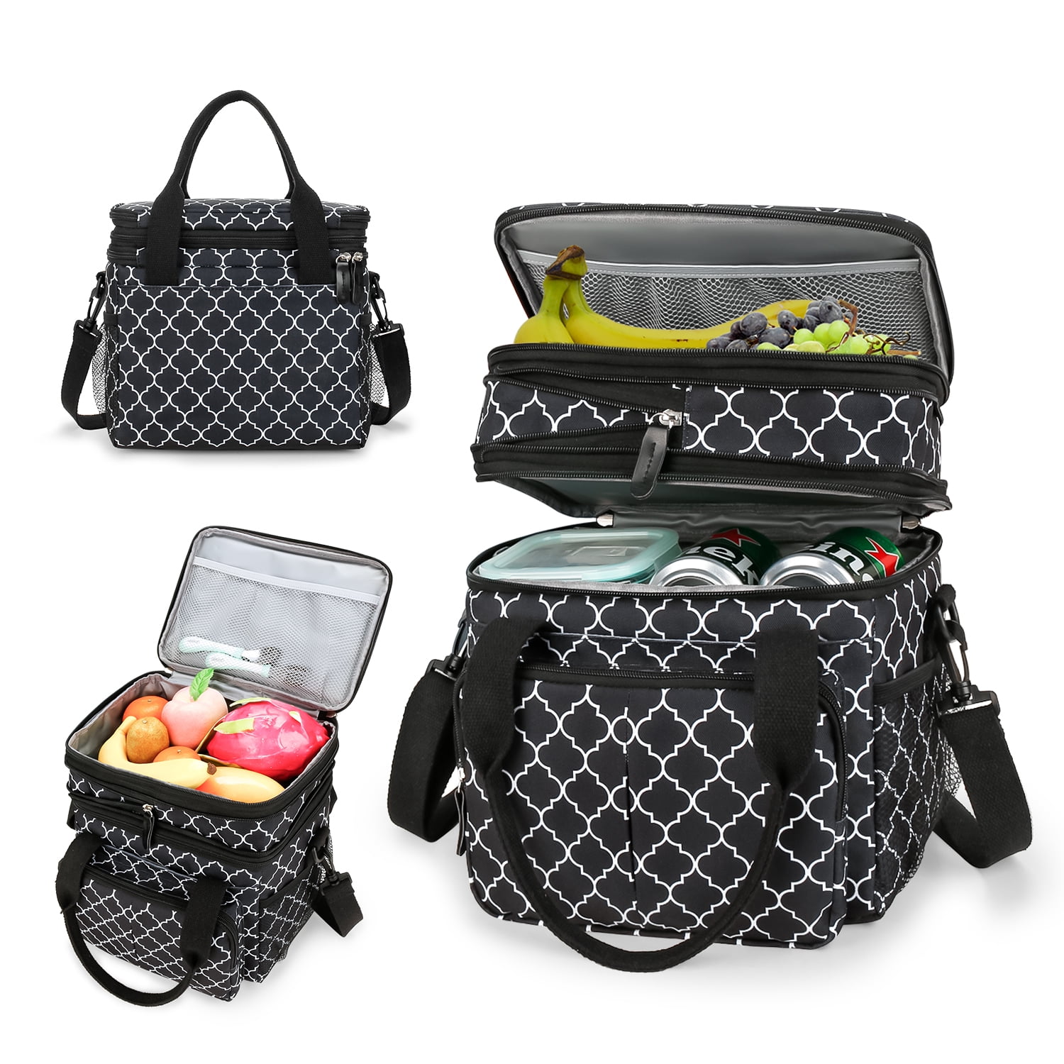 Lunch Bag for Women Men Double Deck Expandable Lunch Box,Large Lunch Bags,Leakproof Lunch Box Cooler Bag