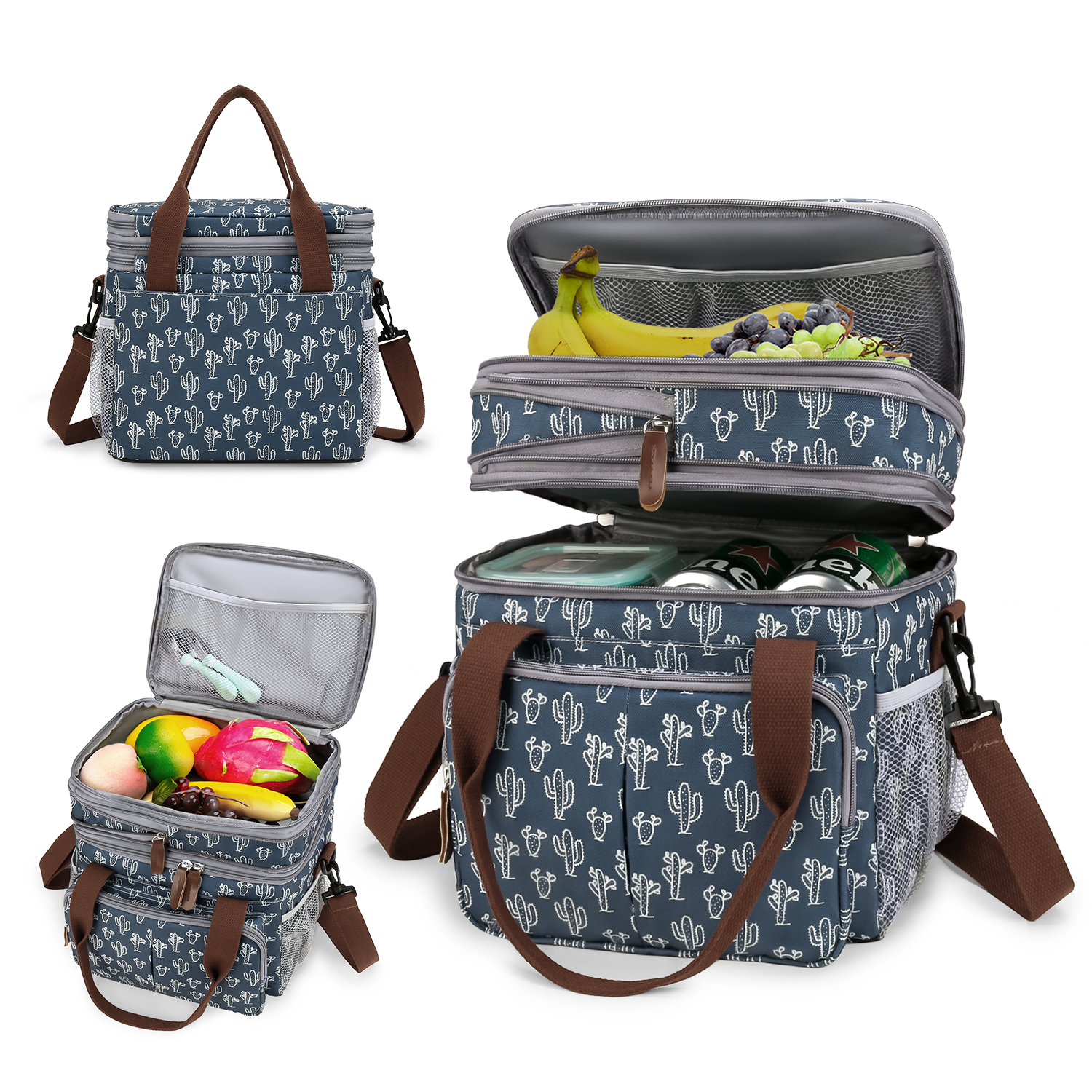 Lunch Bag for Women Men Double Deck Expandable Lunch Box,Large Lunch Bags,Leakproof Lunch Box Cooler Bag